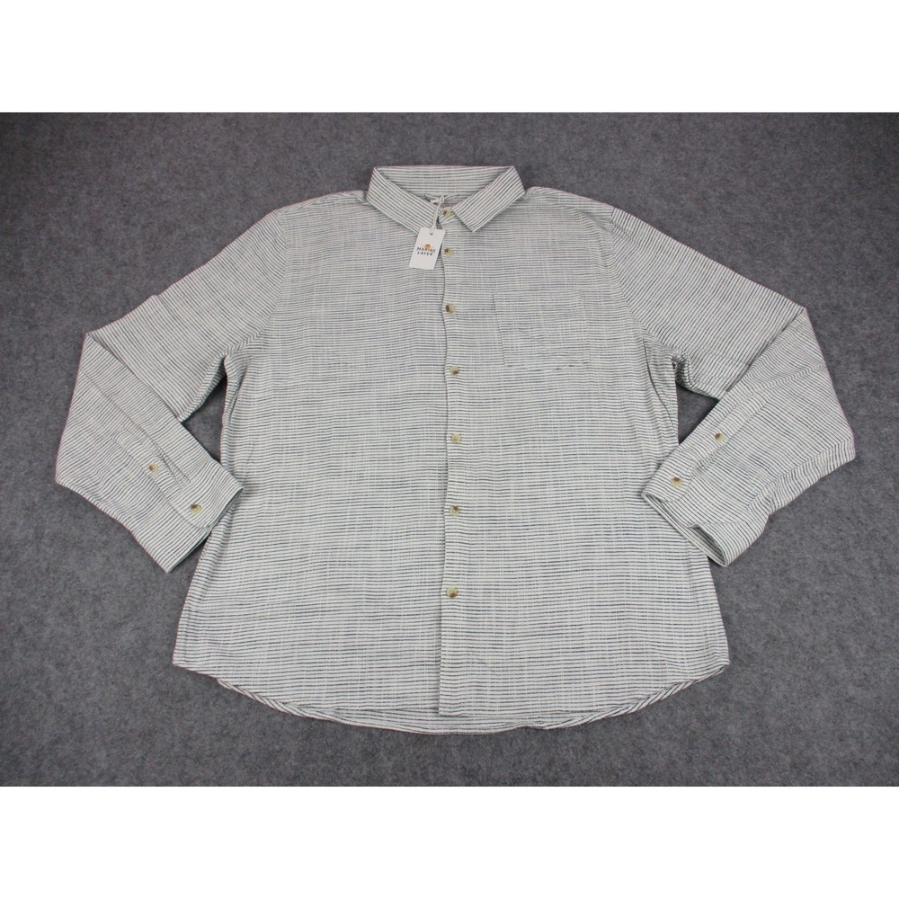 Marine Layer Shirt Mens XL White Striped Stretch Selvage Button Up Pocket